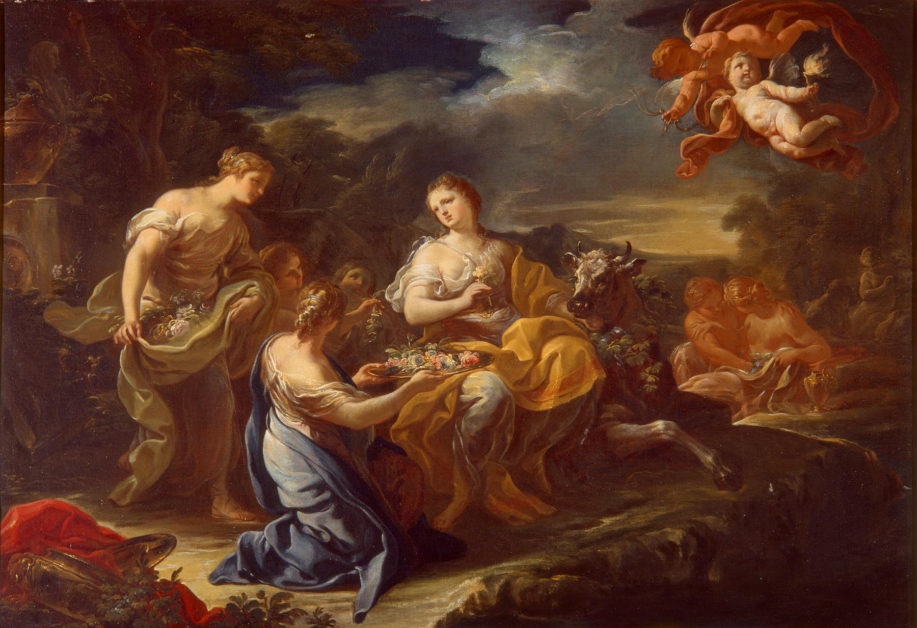 Corrado Giaquinto (Italian, 1703–1766) The Rape of Europa, ca. 1752 Oil on canvas 33 1/2 x 48 1/2 in. (85.09 x 123.19 cm) Gift of Mr. and Mrs. Myron Laskin M1970.68.1 Photo credit P. Richard Eells