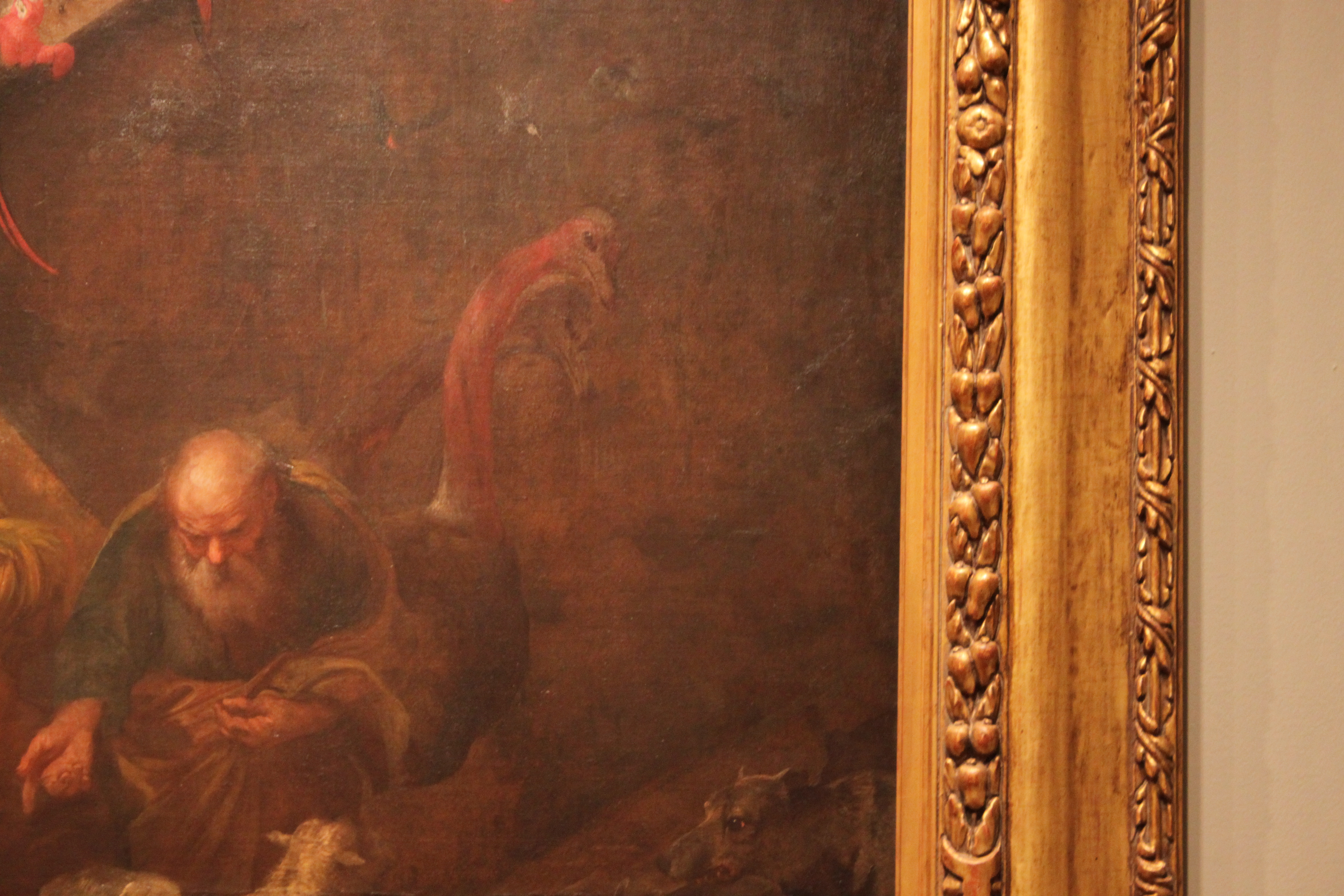 Detail of Giovanni Benedetto Castiglione, Noah and the Animals Entering the Ark, ca. 1650. Oil on canvas. Centennial Gift of Friends of Art, Myron and Elizabeth P. Laskin Fund, Fine Arts Society, Friends of Art Board of Directors, Francis and Rose Mary Matusinec, Burton and Charlotte Zucker, and the Milwaukee community. Photo by the author.