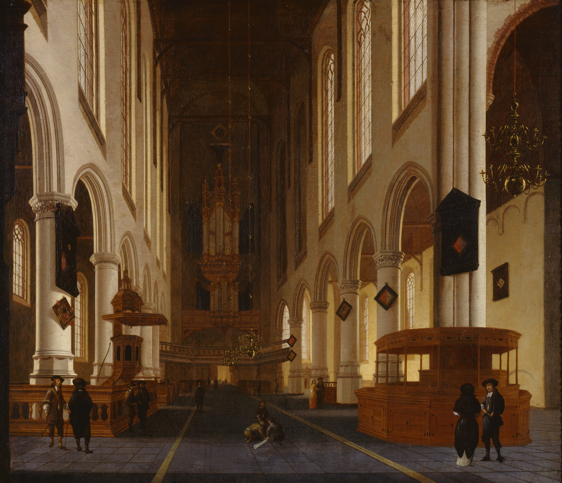 Hendrik Cornelisz. van Vliet (Dutch, ca.1611–1675). Old Church in Delft, ca. 1670, Oil on canvas, 36 × 42 1/2 in. (91.44 × 107.95 cm). Milwaukee Art Museum, Gift of William and Sharon Treul M1999.81. Photo by Efraim Lev-er.