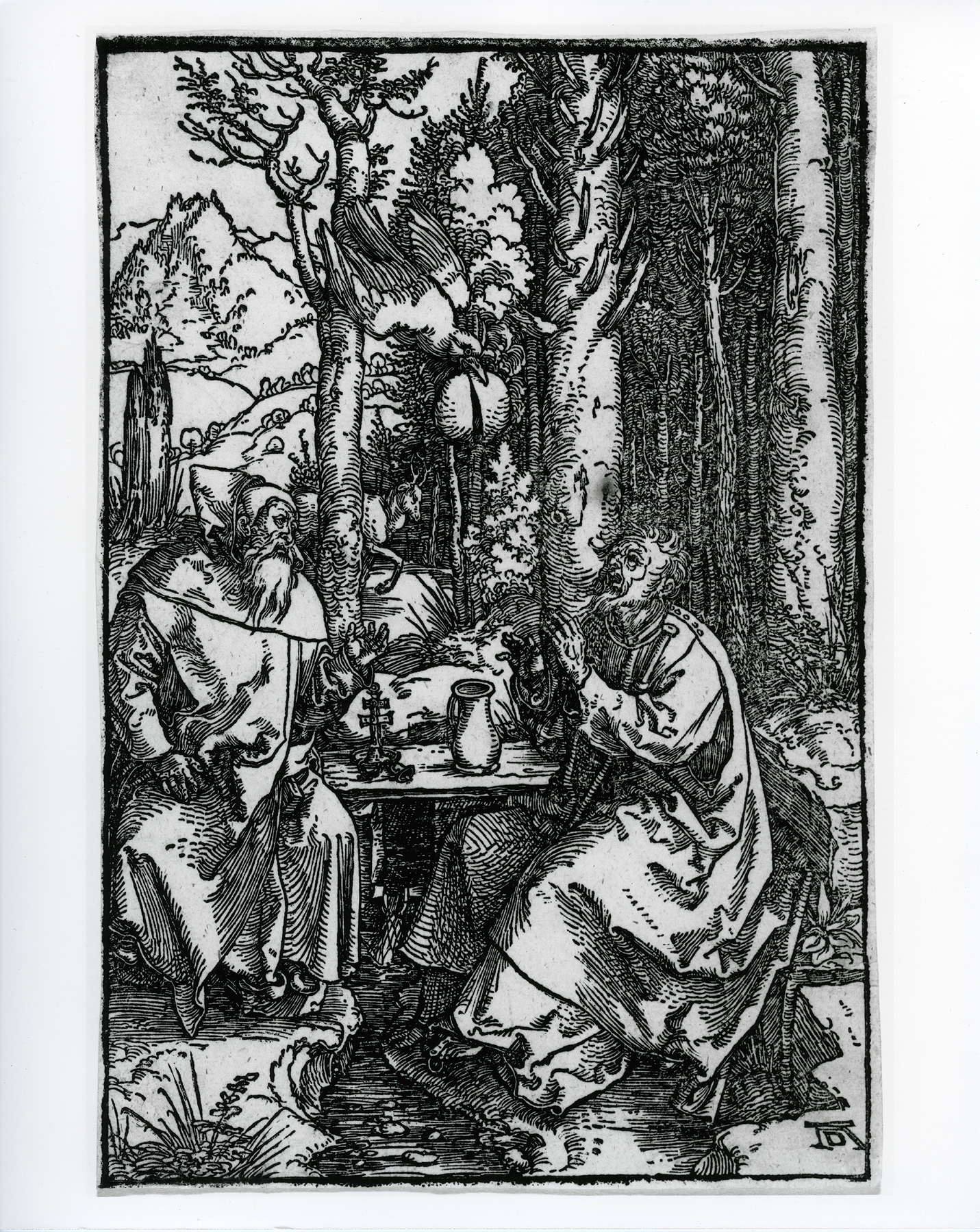 Albrecht Dürer (German, 1471–1528), The Hermits St. Anthony and St. Paul in the Desert, ca. 1504. Woodcut. Milwaukee Art Museum, Maurice and Esther Leah Ritz Collection M2004.179. Photo credit: Efraim Lev-er.