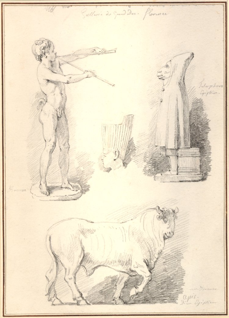 Jean-Honoré Fragonard (French, 1732–1806), Studies from ancient sculpture in the Galleria degli Uffizi, Forence, 1761. Black chalk. The British Museum 1936,0509.9 © Trustees of the British Museum.