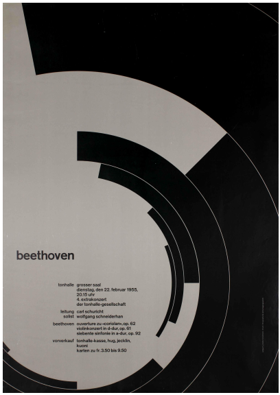 Josef Müller-Brockmann (Swiss, 1914–1996), Beethoven, 1955. Lithograph. 50 × 35 1/2 in. (127 × 90.17 cm). Lent by Merrill C. Berman.