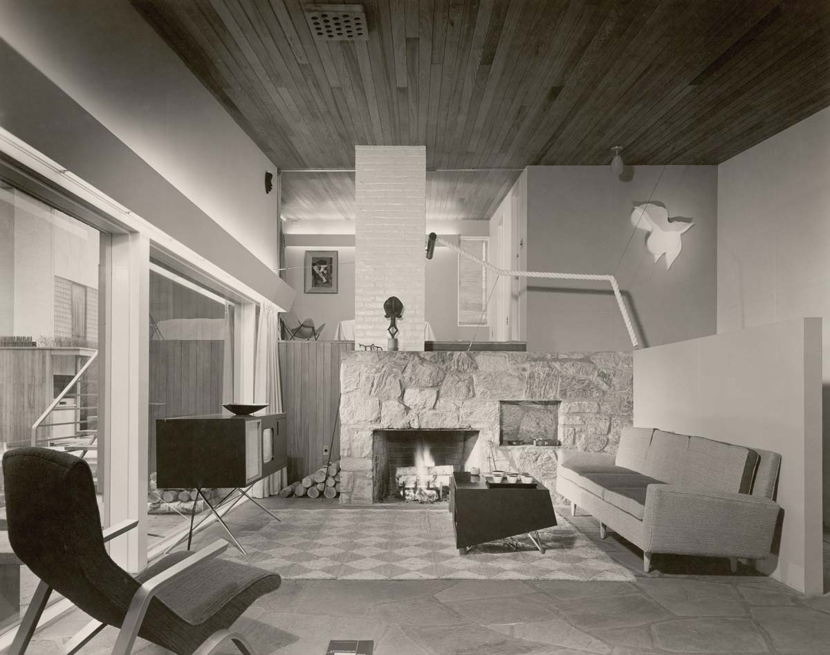 Interior view of a 50s style living room