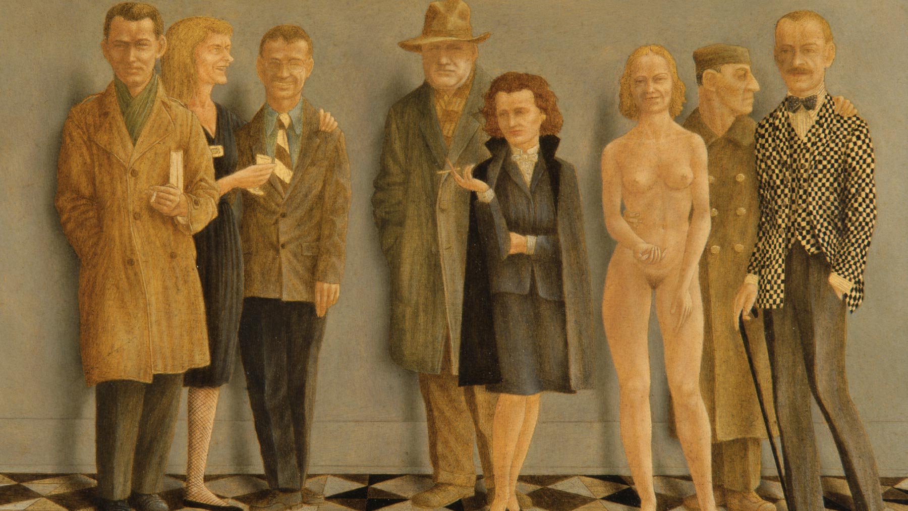 Detail of Karl Priebe, Gertrude Abercrombie, Dudley Huppler, Marshall Glasier, Sylvia Fein, a Friend, Arnold Dadian and Myself by John Wilde